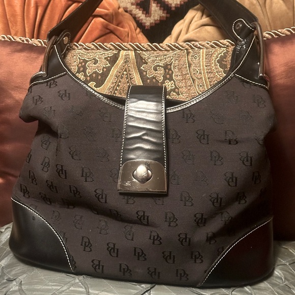 Dooney and Bourke hobo canvas and leather bag - Picture 1 of 6